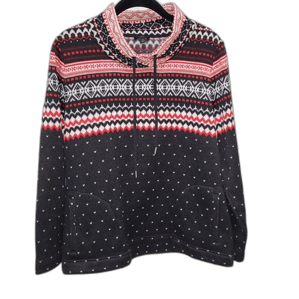 Talbots Black and Red Patterned Sweater